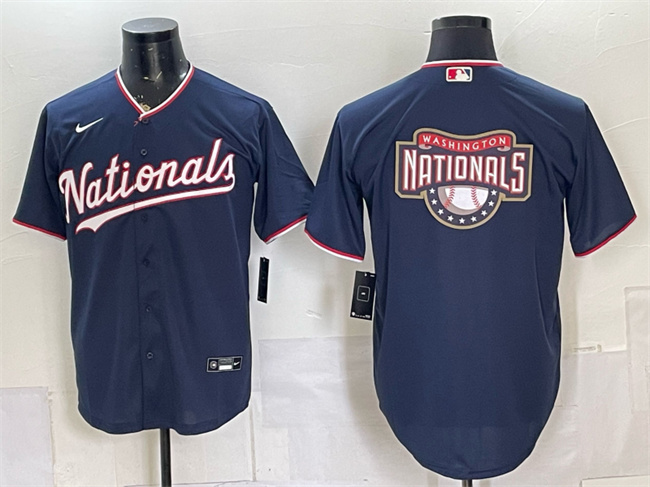 Men's Washington Nationals Team Big Logo Navy Stitched Baseball Jersey Men's Washington Nationals Team Big Logo Navy Stitched Baseball Jersey